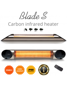 Incalzitor Veito Blade S 2,5kW, Infrarosu, Interior-Exterior, fibra Carbon, Aluminiu, Telecomanda, Timer, Termostat, Argintiu