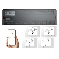 Kit Automatizare Incalzire Pardoseala Smart Q9, 4 zone, Termostate Wifi, IP, Control prin telefon