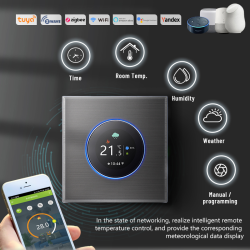 Termostat centrala Q7000 cu fir, Termostat Smart, Incastrabil, Wifi, 6 programe, Ecran color, Negru