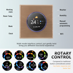 Termostat centrala Q7000 cu fir, Termostat Smart, Incastrabil, Wifi, 6 programe, Ecran color, Negru