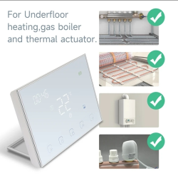 Termostat centrala Q8000L, Termostat Smart, Termostat Wireless, Wifi, 6 programe, Ecran LCD, Comenzi tactile, Alb