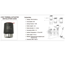 Actuator incalzire pardoseala Qsmart NC normal inchis, Servomotor electrotermic pardoseala, 230V, M30x1,5mm