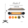 Stand cu Veito Blade S 2,5kW, Incalzitor terasa, Convector, Radiator electric, Infrarosu, Interior-Exterior, fibra Carbon