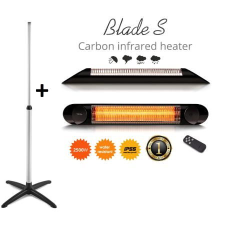 Stand cu Veito Blade S 2,5kW, Incalzitor terasa, Convector, Radiator electric, Infrarosu, Interior-Exterior, fibra Carbon