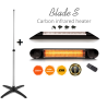 Stand cu Veito Blade S 2,5kW, Incalzitor terasa, Convector, Radiator electric, Infrarosu, Interior-Exterior, fibra Carbon