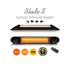 Incalzitor Veito Blade S 2,5kW, Infrarosu, Interior-Exterior, fibra Carbon, Aluminiu, Telecomanda, Timer, Termostat, IP55