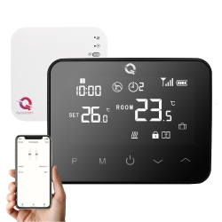 Termostat centrala Q20, Termostat Smart, Termostat Wireless, Wifi, 4 programe, Comenzi tactile, Negru