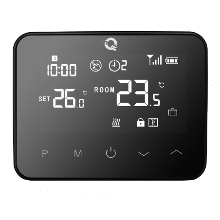 Termostat Incalzire Pardoseala Q20- termostat suplimentar pentru Kit Automatizare incalzire Q20, Negru