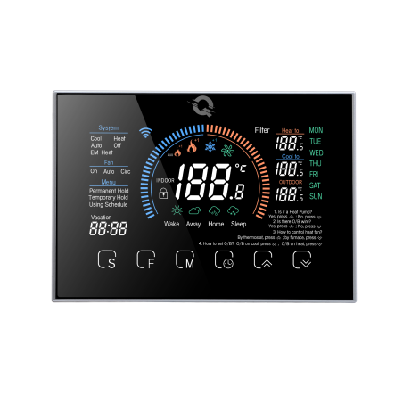 Smart thermostat Q8000HP, Heat pumps or AC, 24V, Smart temperature monitoring, iOS/ Android application, LCD screen