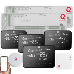 Automatizare Incalzire Pardoseala Q20, Kit Incalzire Pardoseala Wireless, 2x Controller 8 zone, 4 Termostate, e-Hub, Smart