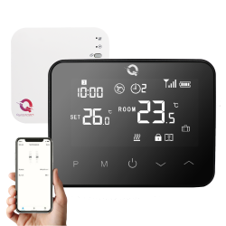 Automatizare Incalzire Pardoseala Q20, Kit Incalzire Pardoseala Wireless, 2x Controller 8 zone, 4 Termostate, e-Hub, Smart