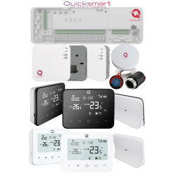 Q20 smart automation kit, Controller for underfloor heating, 8 zones, Full wireless, 4 Smart Wireless Thermostats, e-Hub