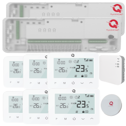 Automatizare Incalzire Pardoseala Q20, Kit Incalzire Pardoseala Wireless, Controller 2x8 zone, 6 Termostate, e-Hub, Smart