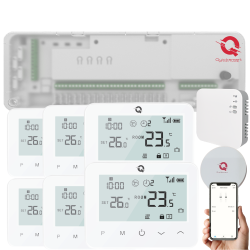 Q20 smart automation kit, Controller for underfloor heating, 8-16 zones, Full wireless, 6 Smart Wireless Thermostats, e-Hub