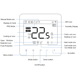 Termostat centrala Q40 cu fir, Smart, Incastrabil, Programabil, Ecran LCD negativ, Sticla, Comenzi tactile, Negru