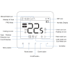 Termostat Q40 cu fir, Smart, Incastrabil, Programabil, Ecran LCD negativ, Sticla, Comenzi tactile