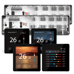 Automatizare Incalzire Pardoseala Q10, 2x Controller pardoseala 8 zone, 4 Termostate cu fir Q50, Incastrabil, Smart