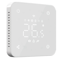 Termostat centrala Q11 cu fir, Smart, Incastrabil, Programabil, Ecran Ecran LED, Sticla, Comenzi tactile, Alb