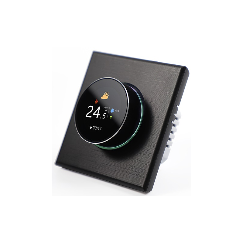 Smart thermostat Q7000 with wire, Smart temperature monitoring, iOS/ Android application, Color screen, Touch controls, Black