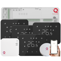 Automatizare Pardoseala Wireless Q20, Kit Incalzire Pardoseala, Controller 8 zone, 4 Termostate Wireless Q21, e-Hub, Smart