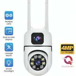 Camera supraveghere Smart QSQ1 Rotire/ Inclinare, Dual Camera, Urmărirea mișcării, Viziune nocturnă, Unghi larg, Audio, Sirenă