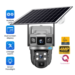 Camera supraveghere Smart QSQ AOV 4G, Rotativ PTZ, UltraHD, Dual Camera, Panou solar, IR Vision 15m, Unghi larg, Audio, Sirenă