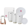 Kit automatizare smart radiatoare, 3 capuri Termostatate QTV20, Wireless, RF, E-Hub gateway, aplicatie iOS/ Android