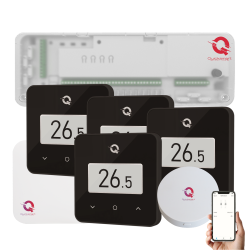 Q20 Underfloor Heating Automation, 8-zone Controllers, 4 Q30 Wireless Thermostats, e-Ink Display, Glass Touch Panel, Smart