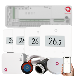 Automatizare Incalzire Pardoseala Q20, Controller 8 zone, 4 Termostate Q30 Wireless, 8 Actuatoare NC, Ecran e-Ink, Smart