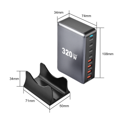 Statie incarcare 320W, High Power Fast Charging, 4x USB-C, 4x USB, laptop, tableta, telefon